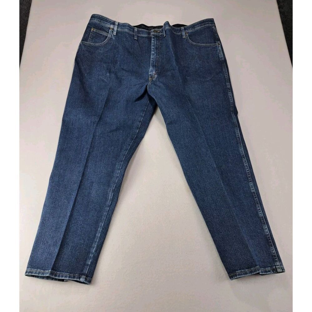 Wrangler Rugged Wear Denim Jeans Performance Series Mens 52x30 Straight Leg Blue